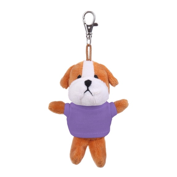 Made by Alien Personalized Cute Stuffed Animal Bull Dog Plush Key Chain, Fashion Accessory Backpack Clips, Kindergarten Gift, Handbag Pendant (Lavender Shirt)