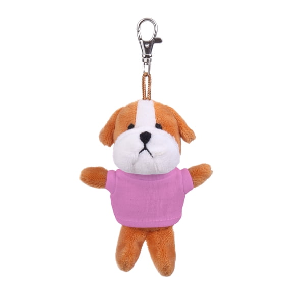 Made by Alien Personalized Cute Stuffed Animal Bull Dog Plush Key Chain, Fashion Accessory Backpack Clips, Kindergarten Gift, Handbag Pendant (Pink Shirt)