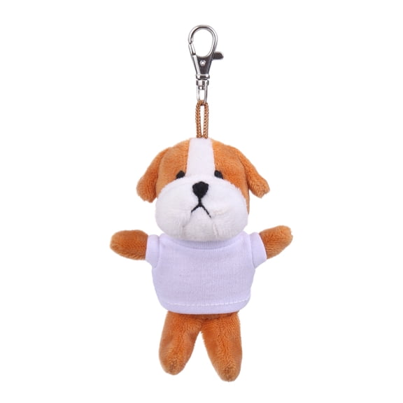 Made by Alien Personalized Cute Stuffed Animal Bull Dog Plush Key Chain, Fashion Accessory Backpack Clips, Kindergarten Gift, Handbag Pendant (White Shirt)