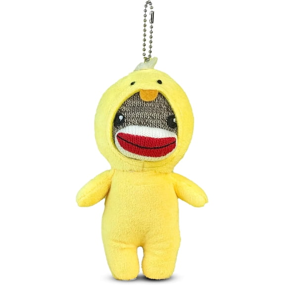 Made by Aliens Adorable 6 inch Easter Sock Monkey Plush Toy Chick Costume – Soft Stuffed Animal for Kids & Collectors – Cute Gift for Birthdays, Holidays, Springs (wanna be chick)