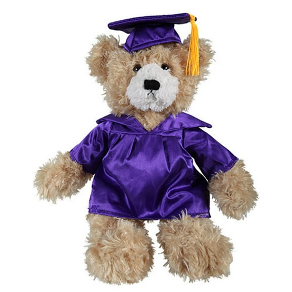 Made by Aliens Beige Brandon Custom Plush Stuffed Animal Teddy Bear Toys for Graduation Day, Personalized Text, Name or School Logo on Gown, Best for Any Grad School Kids 12 Inch