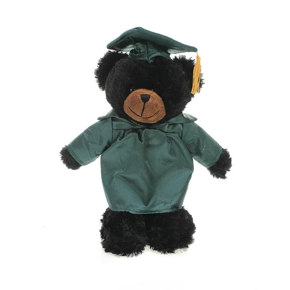 Made by Aliens Black Bear Plush Stuffed Animal Toys Present Gifts for Graduation Day, Personalized Text, Name or Your School Logo on Gown, Best for Any Grad School Kids 12 Inches