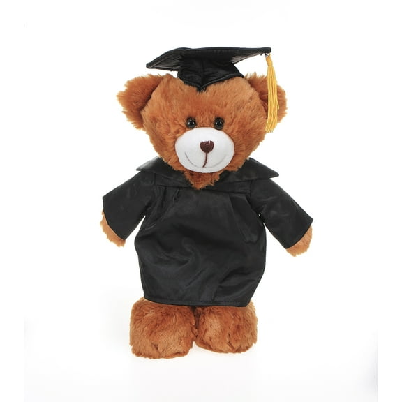 Made by Aliens Brown Bear Plush Stuffed Animal Toys Present Gifts for Graduation Day, Personalized Text, Name or Your School Logo on Gown, Best for Any Grad School Kids 12 Inches