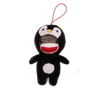 Made By Aliens Christmas Stuffed Animal Toys Cute Soft Sockiez Sock Monkey Christmas Tree Decoration- Lovely Gift Xmas Ornament Party Favor 4 Inch (Penguin)