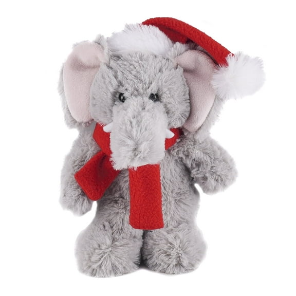 Made By Aliens Customize Soft Xmas Plush Stuffed Animal Gift with Red and White Santa Hat and Winter Scarf 12 Inch, Holiday Toys Personalized Gift - Great Present for Christmas (Elephant)