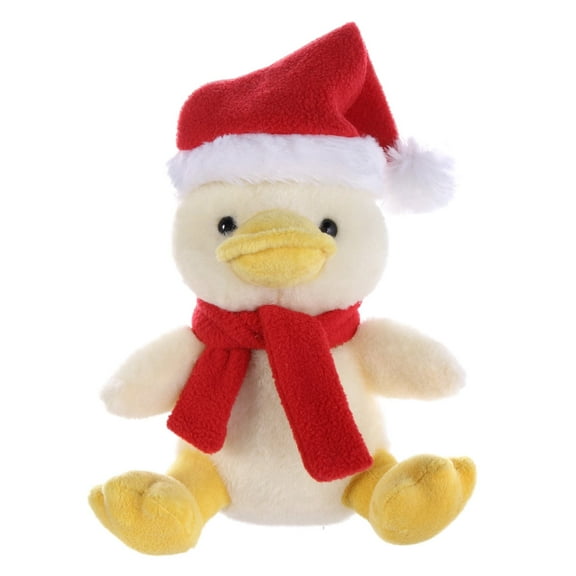 Made By Aliens Customize Soft Xmas Plush Stuffed Animal Gift with Red and White Santa Hat and Winter Scarf 12 Inch, Holiday Toys Personalized Gift - Great Present for Christmas (Duck)