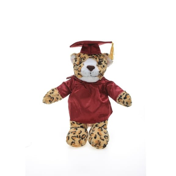 Made by Aliens Graduation Leopard Stuffed Animal Toys Present Gifts for Graduation Day, Personalized Text, Name or Your School Logo on Gown, Best for Any Grad School Kids 12 Inches