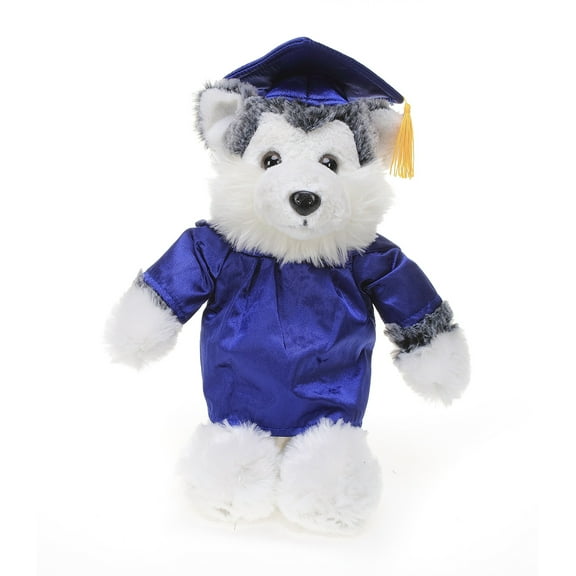Made by Aliens Husky Plush Stuffed Animal Toys Present Gifts for Graduation Day, Personalized Text, Name or Your School Logo on Gown, Best for Any Grad School Kids 12 Inches