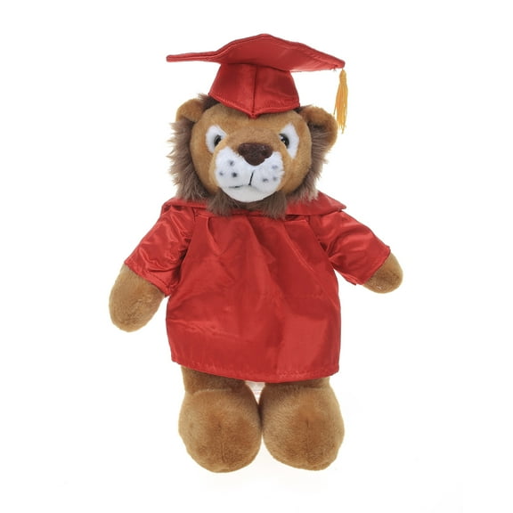 Made by Aliens Lion Plush Stuffed Animal Toys Present Gifts for Graduation Day, Personalized Text, Name or Your School Logo on Gown, Best for Any Grad School Kids 12 Inches