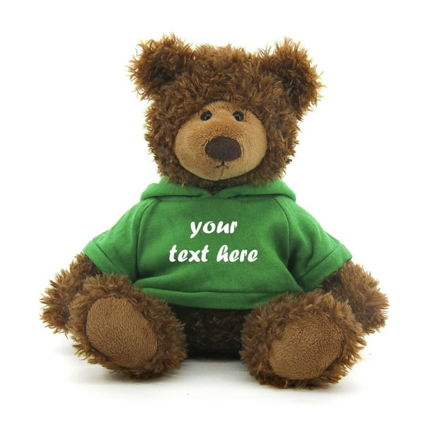 Made by Aliens Personalized Adorable Frankie Teddy Bear with Kelly Green Hoodie Stuffed Animal Plush Toy Custom Text on Hoodie Perfect Gift for Valentine Day Graduation Day Birthday 12 inches Walmar...