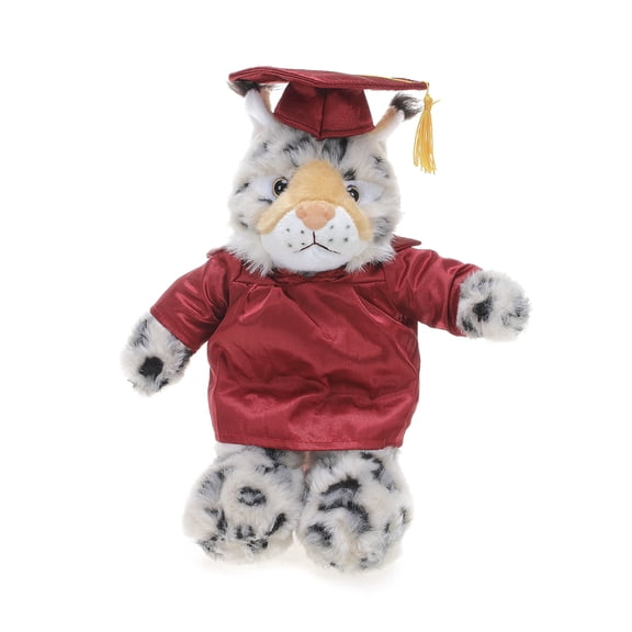 Made by Aliens Personalized Bobcat Stuffed Animal Plush Toy Perfect Gift for Graduation Name or Your School Logo on Gown, Best for Any Grad School Kids 12 Inches