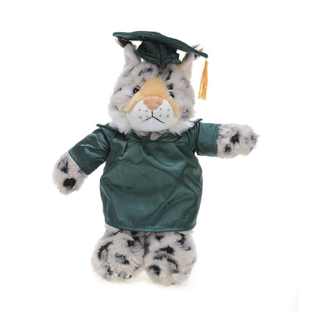 Made by Aliens Personalized Bobcat Stuffed Animal Plush Toy – Perfect Gift for Graduation Name or Your School Logo on Gown, Best for Any Grad School Kids 12 Inches