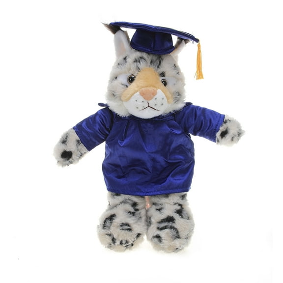 Made by Aliens Personalized Bobcat Stuffed Animal Plush Toy Perfect Gift for Graduation Name or Your School Logo on Gown, Best for Any Grad School Kids 12 Inches
