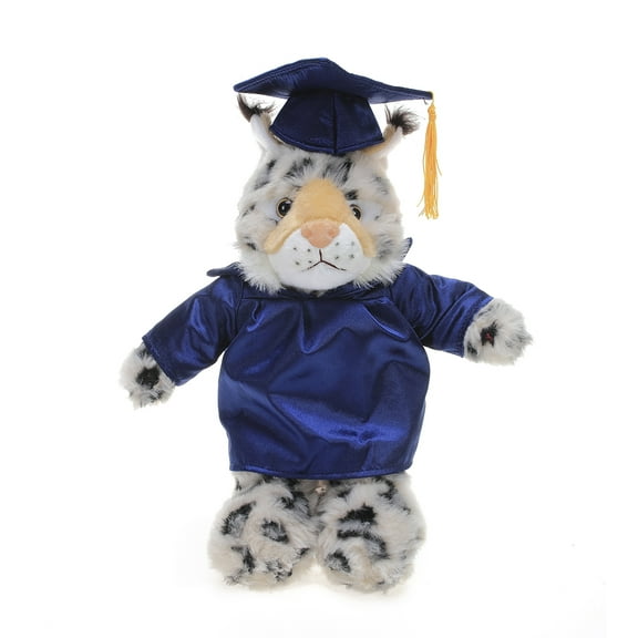 Made by Aliens Personalized Bobcat Stuffed Animal Plush Toy Perfect Gift for Graduation Name or Your School Logo on Gown, Best for Any Grad School Kids 12 Inches