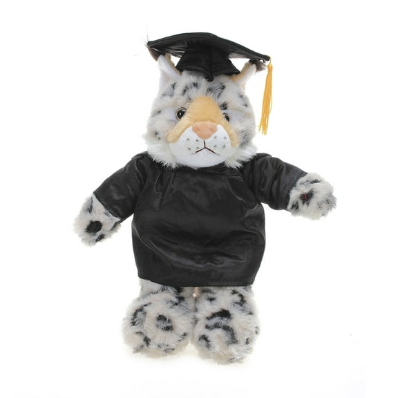 Made by Aliens Personalized Bobcat Stuffed Animal Plush Toy Perfect Gift for Graduation Name or Your School Logo on Gown, Best for Any Grad School Kids 12 Inches