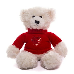 Made by Aliens Personalized Brandon Teddy Bear- Stuffed Animal Plush Toy- with Love Heart Sweater-Perfect Gift for Valentine Day-Graduation Day-Birthday 12 inches (Maroon)