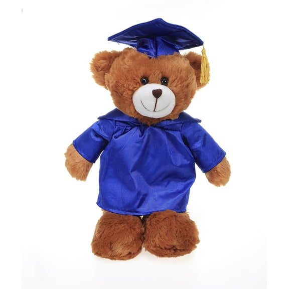 Made by Aliens Personalized Brown Bear Stuffed Animal Plush Toy Perfect Gift for Graduation Name or Your School Logo on Gown, Best for Any Grad School Kids 12 Inches