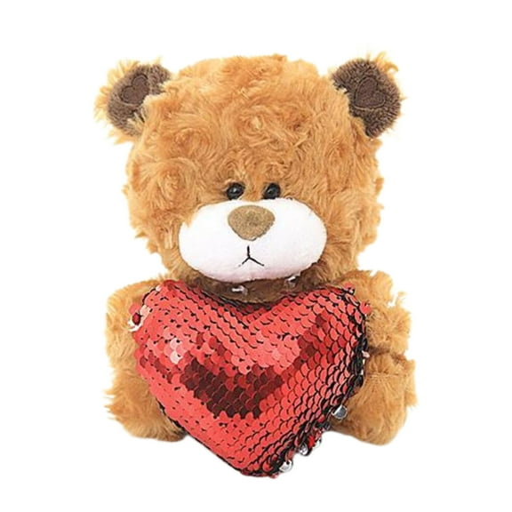 Made by Aliens Personalized Brown Qbeba Teddy Bear Stuffed Animal Plush Toy -With Red Heart Pillow- Perfect Gift for Valentine Day -Christmas- Birthday-6 Inches
