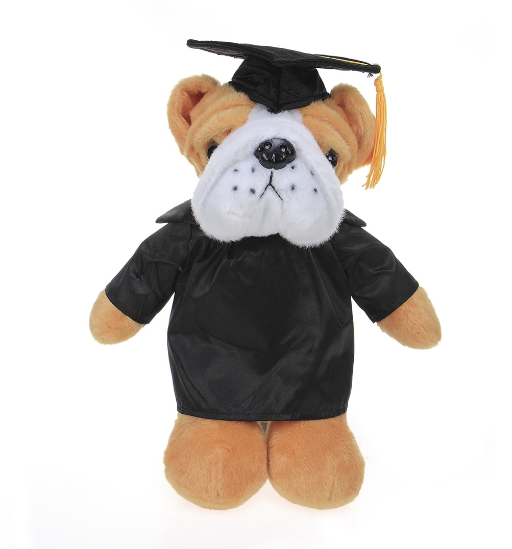 Made by Aliens Personalized Bulldog Stuffed Animal Plush Toy Perfect Gift for Graduation Name or Your School Logo on Gown, Best for Any Grad School Kids 12 Inches