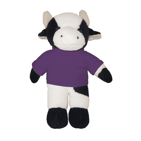 Made by Aliens 8 Inch Floppy Cow with Tee Plush Stuffed Animal Personalized Gift - Custom Text on Shirt - Great Present for Mothers Day, Valentine Day, Graduation Day, Birthday (Purple)