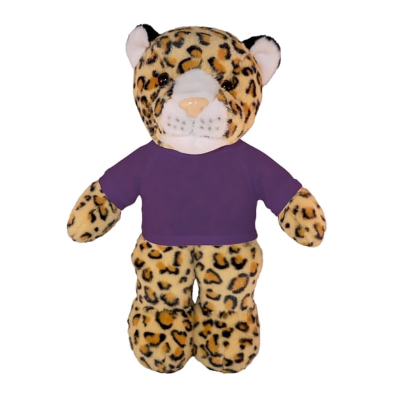 Made by Aliens Personalized Floppy Leopard-with Tee- Stuffed Animal Plush Toy- Custom Text on Shirt-Perfect Gift for- Valentine Day- Graduation Day- Birthday 8 inches (Purple)