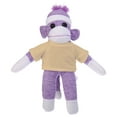 thumbnail image 1 of Made by Aliens 10 Inch Purple Sock Monkey with Tee Plush Stuffed Animal Personalized Gift - Custom Text on Shirt - Great Present for Mothers Day, Valentine Day, Graduation Day, Birthday (Tan), 1 of 1