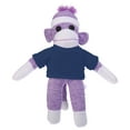 thumbnail image 1 of Made by Aliens 10 Inch Purple Sock Monkey with Tee Plush Stuffed Animal Personalized Gift - Custom Text on Shirt - Great Present for Mothers Day, Valentine Day, Graduation Day, Birthday (Navy-Blue), 1 of 1