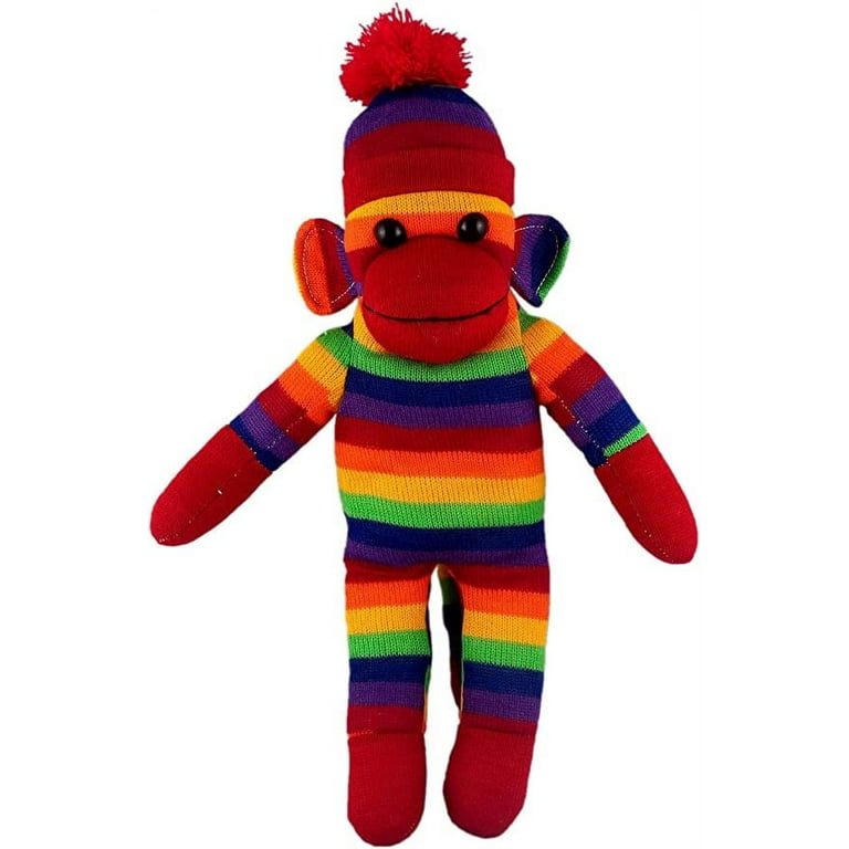 Made by Aliens 10-inch Personalized Floppy Rainbow Sock Monkey