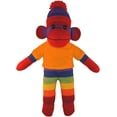 thumbnail image 1 of Made by Aliens 10 Inch Rainbow Sock Monkey with Tee Plush Stuffed Animal Personalized Gift - Custom Text on Shirt - Great Present for Mothers Day, Valentine Day, Graduation Day, Birthday (Orange), 1 of 1