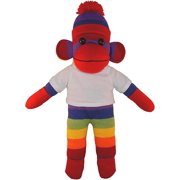 Made by Aliens 10 Inch Rainbow Sock Monkey with Tee Plush Stuffed Animal Personalized Gift - Custom Text on Shirt - Great Present for Mothers Day, Valentine Day, Graduation Day, Birthday Heather-Gra
