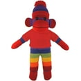thumbnail image 1 of Made by Aliens 10 Inch Rainbow Sock Monkey with Tee Plush Stuffed Animal Personalized Gift - Custom Text on Shirt - Great Present for Mothers Day, Valentine Day, Graduation Day, Birthday (Red), 1 of 1