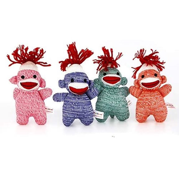 Made by Aliens Personalized Floppy Original Sock Monkey Keychain Stuffed Animal Plush Toy-4 Pcs- Perfect Gift-for Kids- Babies- Teens- Girls and Boys-(4 inches)