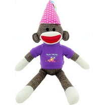 Made By Aliens  Custom Text Sock Monkey 20" - Adorable Birthday Gift for Kids, Adults and Friends, Personalized Name on Its T-Shirt Best Party Gift with(Purple)