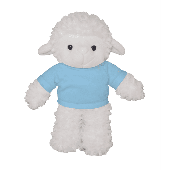 Made by Aliens Personalized Floppy Sheep-with Tee- Stuffed Animal Plush Toy-Custom Text on Shirt-Perfect Gift for Valentine Day-Graduation Day-Birthday- 8 inches (Baby-Blue)