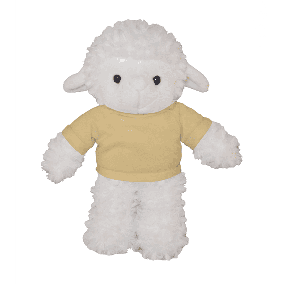 Made by Aliens Personalized Floppy Sheep-with Tee- Stuffed Animal Plush Toy-Custom Text on Shirt-Perfect Gift for Valentine Day-Graduation Day-Birthday- 8 inches (Tan)