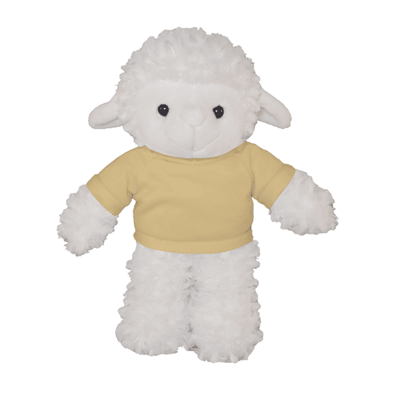 Made by Aliens Personalized Floppy Sheep-with Tee- Stuffed Animal Plush Toy-Custom Text on Shirt-Perfect Gift for Valentine Day-Graduation Day-Birthday- 8 inches (Tan)