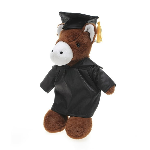 Made by Aliens Personalized Horse Stuffed Animal Plush Toy Perfect Gift for Graduation Name or Your School Logo on Gown, Best for Any Grad School Kids 12 Inches