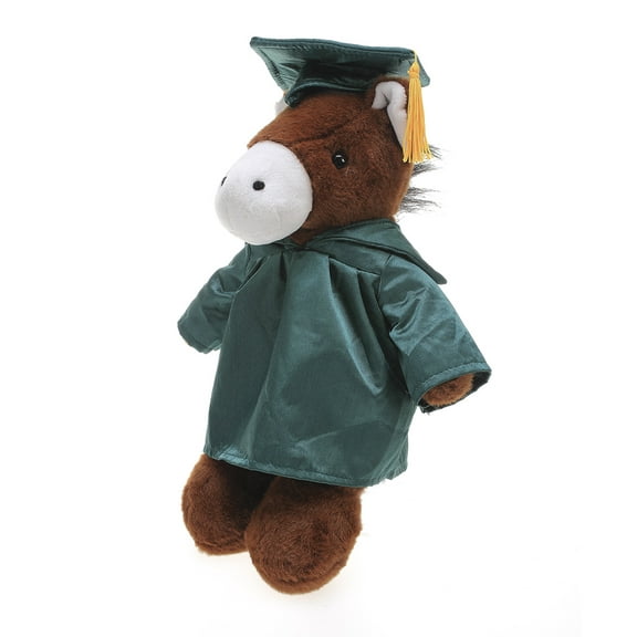 Made by Aliens Personalized Horse Stuffed Animal Plush Toy Perfect Gift for Graduation Name or Your School Logo on Gown, Best for Any Grad School Kids 12 Inches