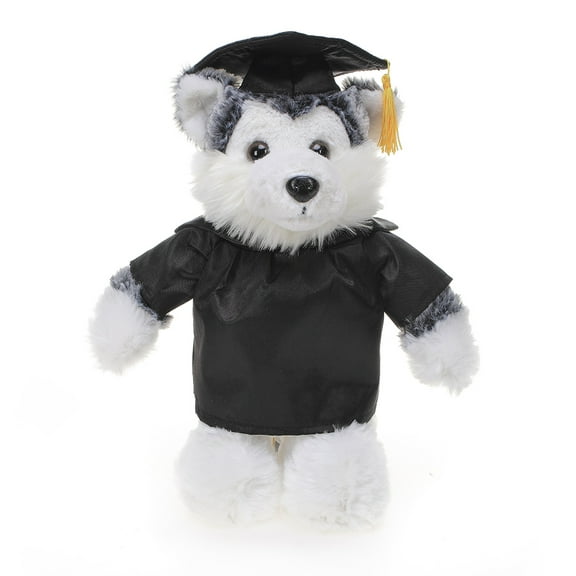 Made by Aliens Personalized Husky Stuffed Animal Plush Toy  Perfect Gift for Graduation Name or Your School Logo on Gown, Best for Any Grad School Kids 12 Inches