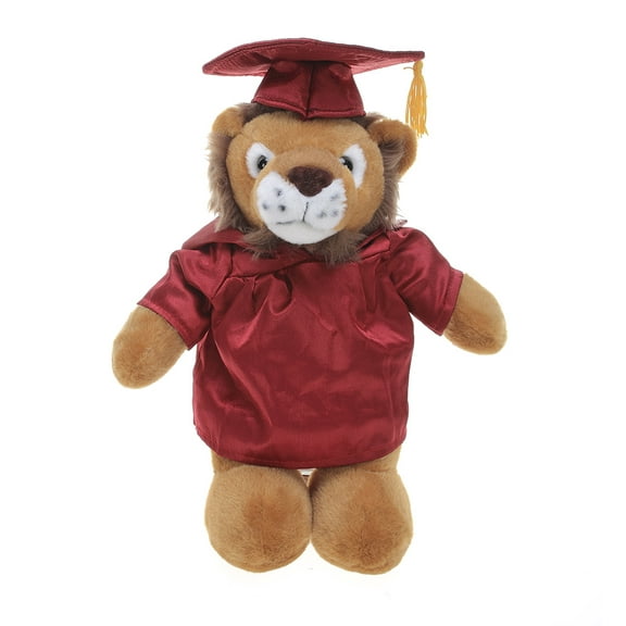 Made by Aliens Personalized Lion Stuffed Animal Plush Toy Perfect Gift for Graduation Name or Your School Logo on Gown, Best for Any Grad School Kids 12 Inches