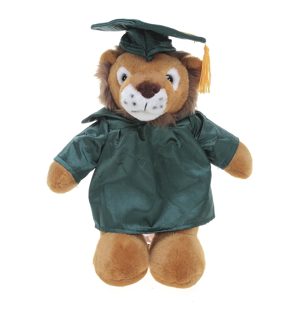 Made by Aliens Personalized Lion Stuffed Animal Plush Toy Perfect Gift for Graduation Name or Your School Logo on Gown, Best for Any Grad School Kids 12 Inches