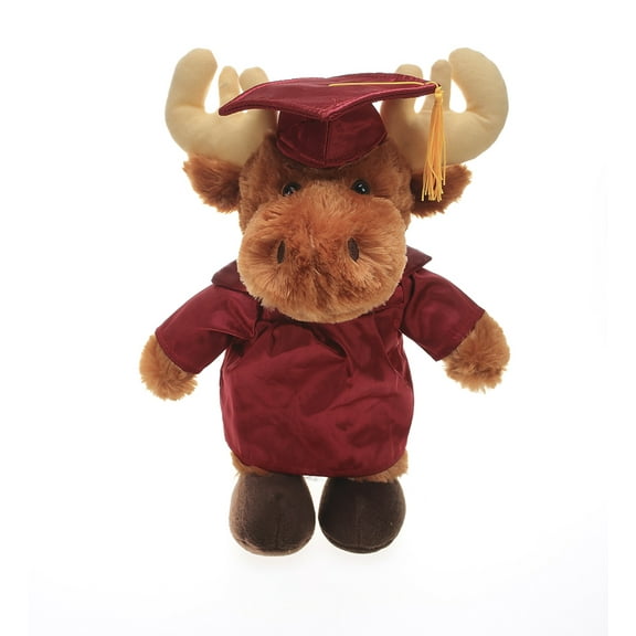 Made by Aliens Personalized Moose Stuffed Animal Plush Toy Perfect Gift for Graduation Name or Your School Logo on Gown, Best for Any Grad School Kids 12 Inches