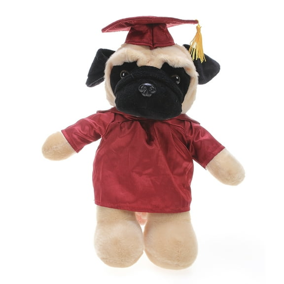 Made by Aliens Personalized Pug Stuffed Animal Plush Toy Perfect Gift for Graduation Name or Your School Logo on Gown, Best for Any Grad School Kids 12 Inches