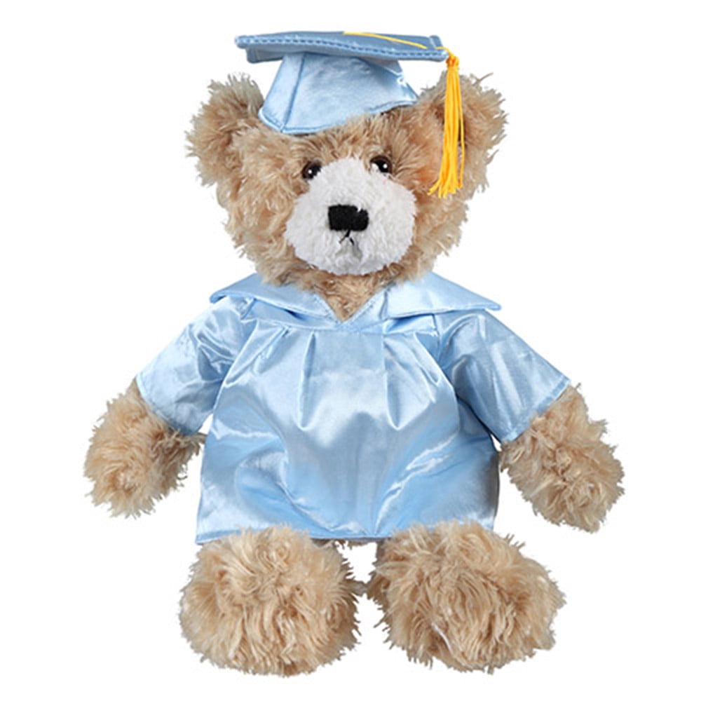 Made by Aliens Personalized Teddy Bear Stuffed Animal Plush Toy Perfect Gift for Graduation Name or School Logo on Gown, Best for Any Grad School Kids (Beige Brandon) 12 Inches