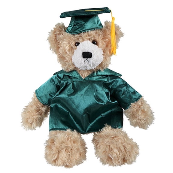 Beige Graduation Teddy Bear Plush Stuffed Animal, 12 Inches, Personalized Gown Text or School Logo, Soft Gift for Kids & Graduates