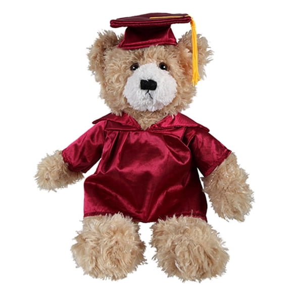 Beige Graduation Teddy Bear Plush Stuffed Animal, 12 Inches, Personalized Gown Text or School Logo, Soft Gift for Kids & Graduates