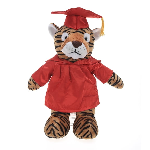 Made by Aliens Personalized Tiger Stuffed Animal Plush Toy  Perfect Gift for Graduation Name or Your School Logo on Gown, Best for Any Grad School Kids 12 Inches