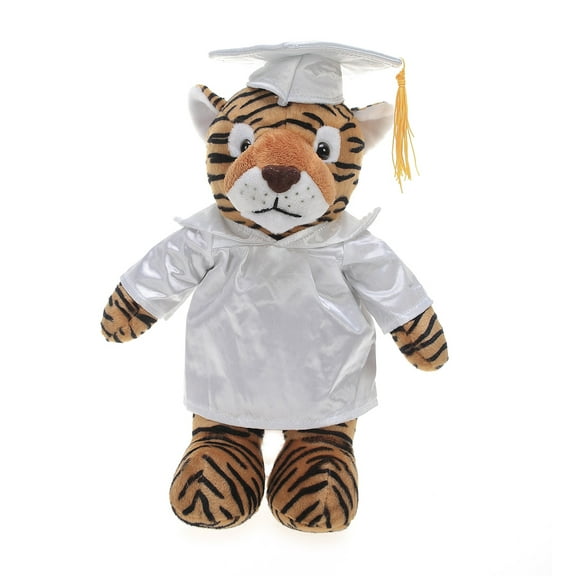 Made by Aliens Personalized Tiger Stuffed Animal Plush Toy Perfect Gift for Graduation Name or Your School Logo on Gown, Best for Any Grad School Kids 12 Inches