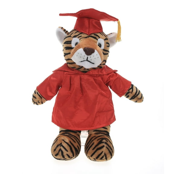 Made by Aliens Personalized Tiger Stuffed Animal Plush Toy Perfect Gift for Graduation Name or Your School Logo on Gown, Best for Any Grad School Kids 12 Inches