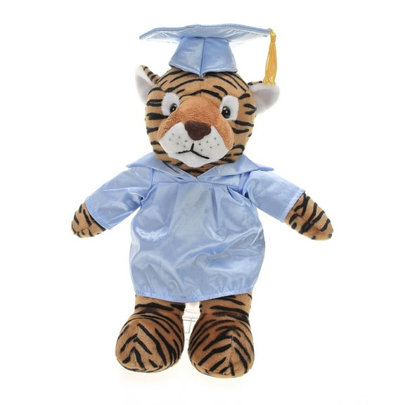Made by Aliens Personalized Tiger Stuffed Animal Plush Toy  Perfect Gift for Graduation Name or Your School Logo on Gown, Best for Any Grad School Kids 12 Inches